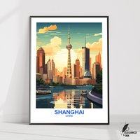 Shanghai Poster|Shanghai Reise Print|Shanghai Wandkunst|Shanghai Wanddekor|Illustration|Hochzeitstag Geschenk von EleganceAndInk