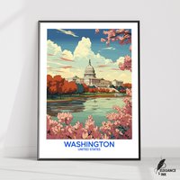 Washington Poster|Washington Reise Print|Washington Wandkunst|Washington Wanddekor|Washington City Kunst|Kunst|Geschenkidee|Einweihungsgeschenk|D.c von EleganceAndInk