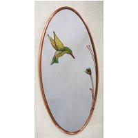 Kolibri Glasmalerei Und Kupfer Handgemachter Spiegel von Eleganceinglassart