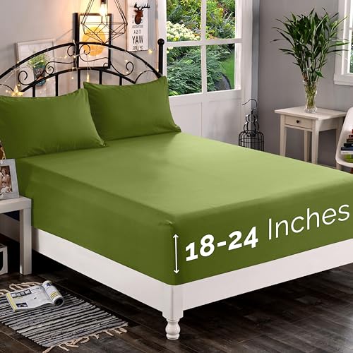 Elegant Comfort, Spannbettlaken, Fadenzahl 1500, ultraweich, 46–61 cm, extra Tiefe Tasche, Einzelbett-Spannbetttuch für hohe Matratze, knitterfrei, mit Aufbewahrungstaschen, Queen, Grün (Sage-Green) Elegant Comfort, Spannbettlaken, Fadenzahl 1500, ultraweich, 46–61 cm, extra Tiefe Tasche, Einzelbett-Spannbetttuch für hohe Matratze, knitterfrei, mit Aufbewahrungstaschen, Queen, Grün (Sage-Green) von Elegant Comfort