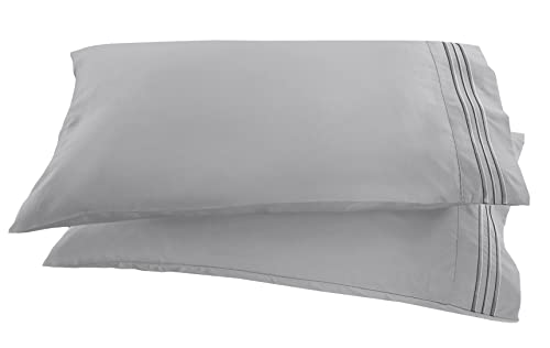 Elegant Comfort 2-teiliger Kissenbezug, Fadenzahl 1500, Bestickt, ägyptische Qualität, luxuriös, seidig weich, Knitter- und lichtbeständig, Standard/Queen-Size-Größe, silberfarben Elegant Comfort 2-teiliger Kissenbezug, Fadenzahl 1500, Bestickt, ägyptische Qualität, luxuriös, seidig weich, Knitter- und lichtbeständig, Standard/Queen-Size-Größe, silberfarben von Elegant Comfort