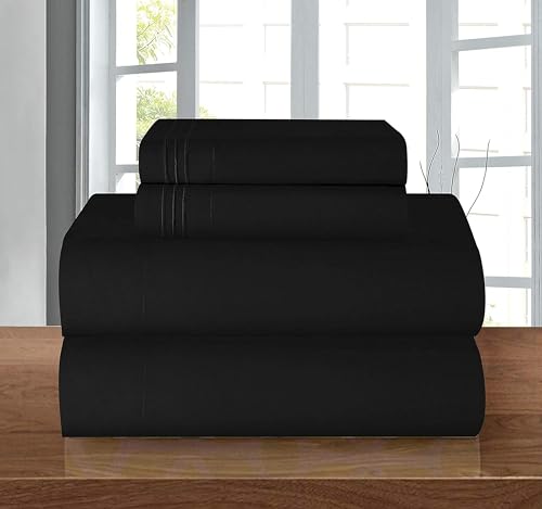 Elegant Comfort Bettwäsche-Set, luxuriös, weich, Fadenzahl 1500, ägyptische Qualität, Knitter- und lichtbeständig, 3 Stück Modern King schwarz von Elegant Comfort