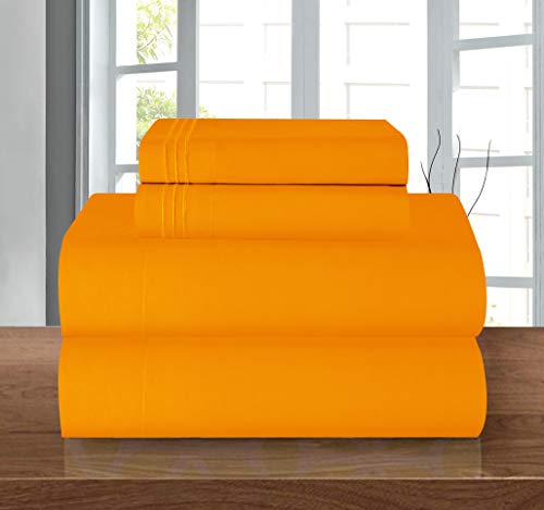 Elegant Comfort Bettwäsche-Set, luxuriös, weich, Fadenzahl 1500, ägyptische Qualität, Knitter- und lichtbeständig, 3 Stück Modern Twin/Twin XL Elite Orange von Elegant Comfort