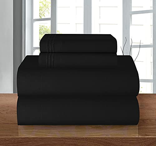 Elegant Comfort Bettwäsche-Set, luxuriös, weich, Fadenzahl 1500, ägyptische Qualität, Knitter- und lichtbeständig, 3 Stück Modern Twin/Twin XL schwarz von Elegant Comfort