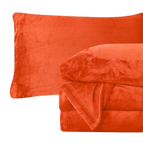 Elegant Comfort Flanell-Bettwäsche-Set, 4-teilig, Flanell, Premiumqualität, bequem, warm, antistatisch, Keine Knötchenbildung, Tiefe Tasche, Doppelbett, Orange Elegant Comfort Flanell-Bettwäsche-Set, 4-teilig, Flanell, Premiumqualität, bequem, warm, antistatisch, Keine Knötchenbildung, Tiefe Tasche, Doppelbett, Orange von Elegant Comfort