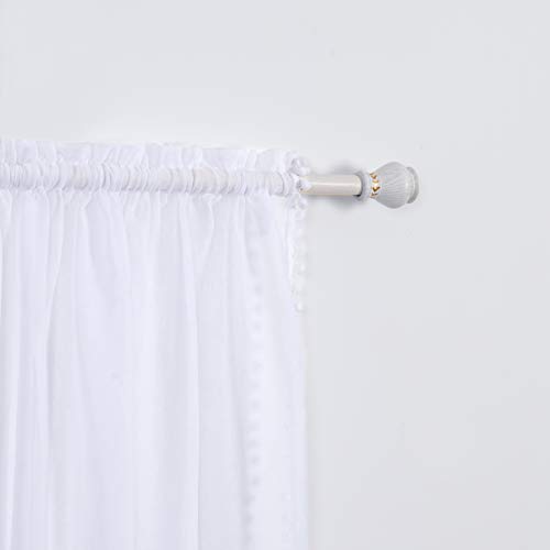 Elegant Comfort Halbtransparente Vorhänge mit Pompon-Quasten, mit 5 cm Stangendurchzug, unifarbene transparente Vorhänge für Wohnzimmer und Schlafzimmer, 102 x 213 cm, 2er-Set, Weiß Elegant Comfort Halbtransparente Vorhänge mit Pompon-Quasten, mit 5 cm Stangendurchzug, unifarbene transparente Vorhänge für Wohnzimmer und Schlafzimmer, 102 x 213 cm, 2er-Set, Weiß von Elegant Comfort