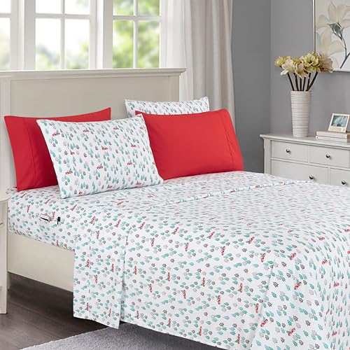 Elegant Comfort Luxuriöse weiche Bettlaken, Urlaubsmuster, 1500, Premium-Hotelqualität, Mikrofaser, weich, Knitter- und lichtbeständig, 6-teilig, Queen-Size-Bett, Pickup-Baum von Elegant Comfort