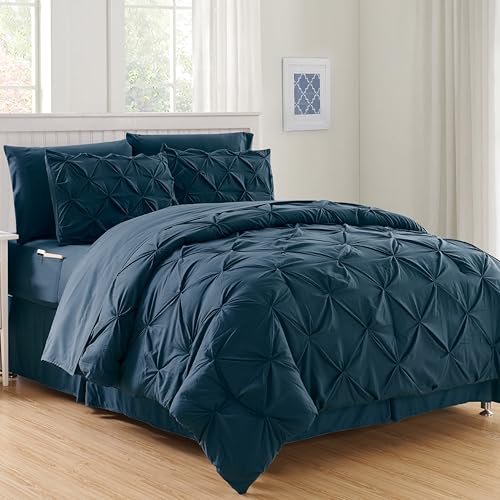Elegant Comfort Luxuriöses, weiches, gemütlichstes 8-teiliges Bettdecken-Set auf Amazon, seidig weiches Komplett-Set mit doppelseitigen Aufbewahrungstaschen, King/Cal-King-Size-Bett, Marineblau Elegant Comfort Luxuriöses, weiches, gemütlichstes 8-teiliges Bettdecken-Set auf Amazon, seidig weiches Komplett-Set mit doppelseitigen Aufbewahrungstaschen, King/Cal-King-Size-Bett, Marineblau von Elegant Comfort