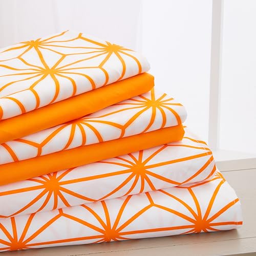 Elegant Comfort Luxuriöses, weiches 4-teiliges Bettwäsche-Set mit geometrischem Muster – 1500 hochwertige Mikrofaser, Knitter- und lichtbeständig, gemütlichstes Bettwäsche-Set, rundum elastisches von Elegant Comfort