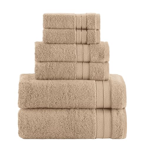 Elegant Comfort Luxuriöses 6-teiliges Handtuch-Set, Premium weiche 100% türkische Baumwolle, DREI-Linien-Popcorn-Design, 2 Badetücher, 2 Handtücher und 2 Waschlappen, Handtuch-Set, schnelltrocknend Elegant Comfort Luxuriöses 6-teiliges Handtuch-Set, Premium weiche 100% türkische Baumwolle, DREI-Linien-Popcorn-Design, 2 Badetücher, 2 Handtücher und 2 Waschlappen, Handtuch-Set, schnelltrocknend von Elegant Comfort