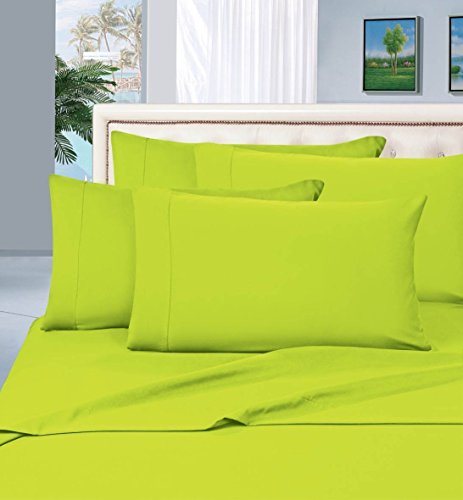 Elegant Comfort Luxuriöses Bettlaken-Set auf Amazon, Fadenzahl 1500, knitterfrei, licht- und schmutzabweisend, 3-teiliges Bettlaken-Set, Tiefe Tasche, Twin/Twin XL, Limettengrün von Elegant Comfort