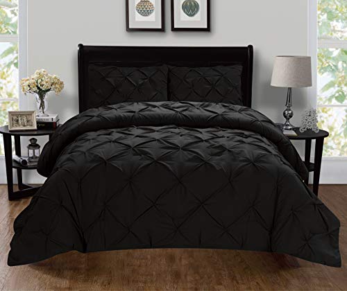 Elegant Comfort Luxuriöses Bettwäsche-Set, superweich, gemütlich, Fadenzahl 1500, ägyptische Qualität, 3-teiliges Biesen-Design, knitterfrei, King-Size/California-King-Size-Bett, Schwarz von Elegant Comfort