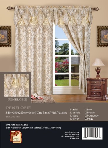 Elegant Comfort Penelopie Jacquard Look Curtain Panel Set, 54 by 84-Inch, Beige, Set of 2 von Elegant Comfort