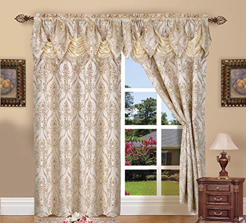 Elegant Comfort Penelopie Jacquard Look Curtain Panel Set, 54 by 84-Inch, Beige, Set of 2 von Elegant Comfort