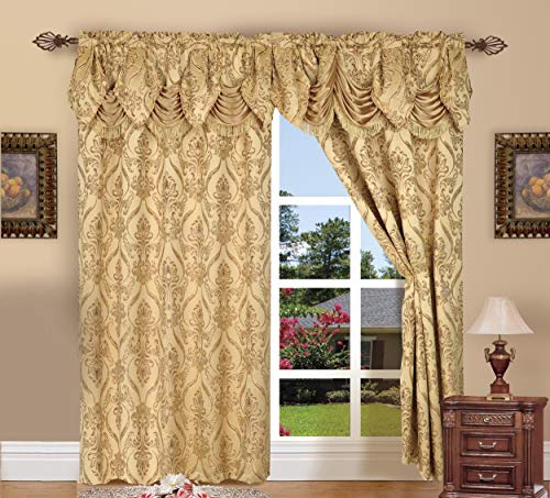 Elegant Comfort Penelopie Vorhänge in Jacquard-Optik, 137 x 213 cm, goldfarben, 2 Stück, Penelopie Gold, Volant Elegant Comfort Penelopie Vorhänge in Jacquard-Optik, 137 x 213 cm, goldfarben, 2 Stück, Penelopie Gold, Volant von Elegant Comfort