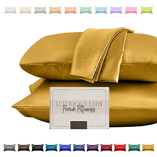 Elegant Comfort Seidiges und luxuriöses 2-teiliges Satin-Kissenbezug-Set für gesündere Haut und Haare, versteckter Reißverschluss und wunderschön verpackt, Satin-Kissenbezug-Set, Kingsize, Gold Elegant Comfort Seidiges und luxuriöses 2-teiliges Satin-Kissenbezug-Set für gesündere Haut und Haare, versteckter Reißverschluss und wunderschön verpackt, Satin-Kissenbezug-Set, Kingsize, Gold von Elegant Comfort