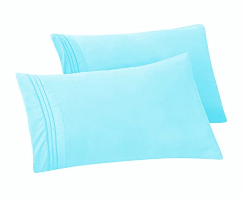 Elegant Comfort Solide Kissenbezüge, Fadenzahl 1500, ägyptische Qualität, pflegeleicht, glatt gewebt, Knitter- und schmutzabweisend, einfaches Hineinschlüpfen, Standard/Queen-Kissenbezug, Aqua Elegant Comfort Solide Kissenbezüge, Fadenzahl 1500, ägyptische Qualität, pflegeleicht, glatt gewebt, Knitter- und schmutzabweisend, einfaches Hineinschlüpfen, Standard/Queen-Kissenbezug, Aqua von Elegant Comfort
