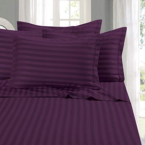Elegant Comfort Stripe Bed Sheets Bettlaken, Eggplant-Purple, Queen von Elegant Comfort