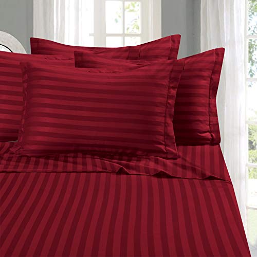 Elegant Comfort Stripe Bed Sheets Bettlaken, burgunderfarben, Queen von Elegant Comfort