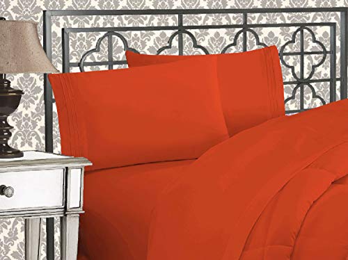 Elegant Comfort TM Luxuriöses Bettwäsche-Set, ägyptische Fadenzahl 1500, Bestickt, hochwertig, Hotelqualität Modern Full Rust von Elegant Comfort