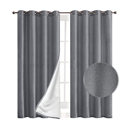 Elegant Comfort Verdunkelungsvorhänge mit Ösen – 2 Paneele Set – Fensterbehandlung, wärmeisoliert, Raumverdunkelung, energiesparende Fenstervorhänge für Wohnzimmer (2 Stück) – B 137 x 213,4 cm, Silber von Elegant Comfort