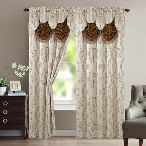 Elegant Comfort Vorhang-Set mit Volant und Rückseite, 137 x 213 cm, Beige, 2 Stück von Elegant Comfort