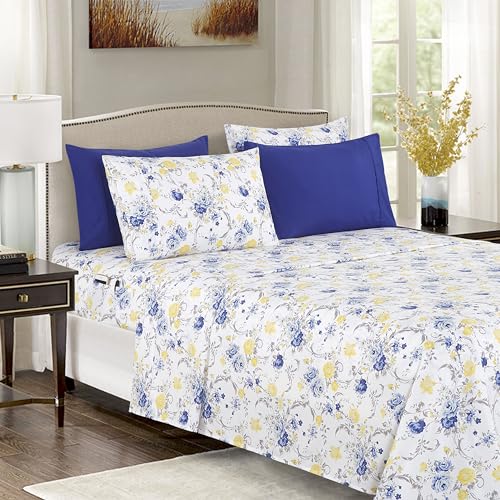 Elegant Comfort Weichstes und gemütlichstes 4-teiliges Bettlaken-Set, 1500 Premium-Mikrofaser in Hotelqualität, Tiefe Taschen, knitterfrei, 4-teilig, mit Blumenmuster, Twin, Jenna Gold Elegant Comfort Weichstes und gemütlichstes 4-teiliges Bettlaken-Set, 1500 Premium-Mikrofaser in Hotelqualität, Tiefe Taschen, knitterfrei, 4-teilig, mit Blumenmuster, Twin, Jenna Gold von Elegant Comfort