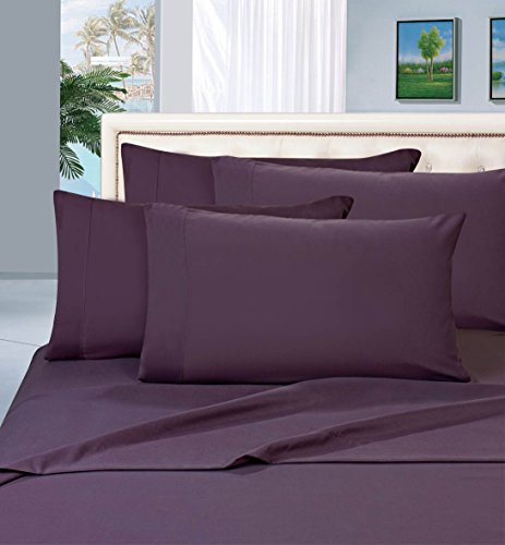 Eleganten Komfort 1500 Fadenzahl Ägyptische Qualität 6 Stück knitterfrei Luxuriöse-Bettlaken-Set, Violett/Eggplant Purple, King Size von Elegant Comfort