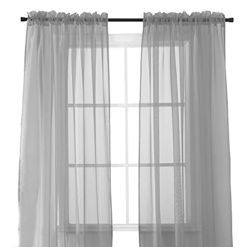Eleganten Komfort 2-teilig Sheer Panel mit 5,1 cm Schienenband – Gardinen 152,4 cm Breite x 84 Zoll Länge – Silber Eleganten Komfort 2-teilig Sheer Panel mit 5,1 cm Schienenband – Gardinen 152,4 cm Breite x 84 Zoll Länge – Silber von Elegant Comfort
