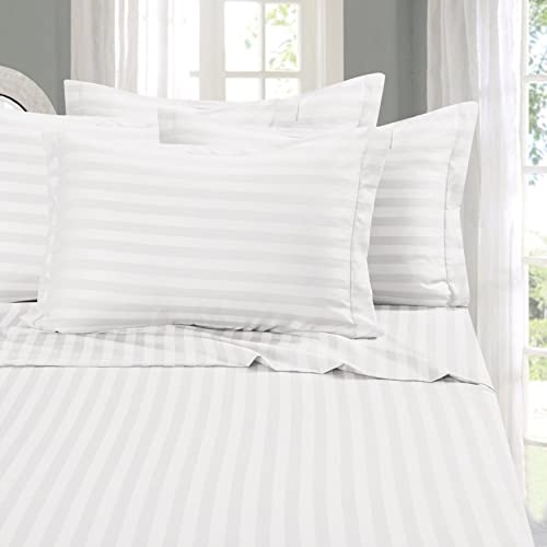 Eleganten Komfort Best, Weichsten, coziest 6 Tabelle Sets. – 1500 Fadenzahl Ägyptische Qualität Luxuriöse knitterfrei 6 Damast Streifen Bed Sheet Set, California King weiß von Elegant Comfort