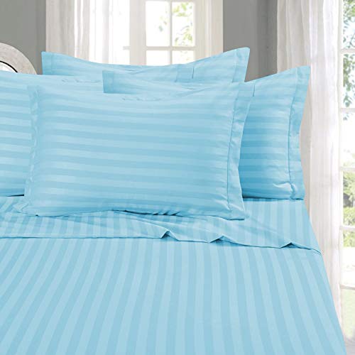 Eleganten Komfort Best, Weichsten, coziest 6 Tabelle Sets. – 1500 Fadenzahl Ägyptische Qualität Luxuriöse knitterfrei 6 Damast Streifen Bettwäsche, King Aqua Blau von Elegant Comfort