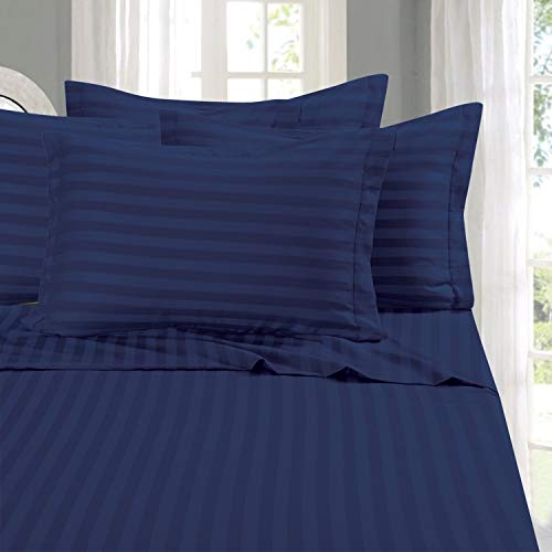 Eleganten Komfort Best, Weichsten, coziest 6 Tabelle Sets. – 1500 Fadenzahl Ägyptische Qualität Luxuriöse knitterfrei 6 Damast Streifen Bettwäsche, King Navy Blau von Elegant Comfort