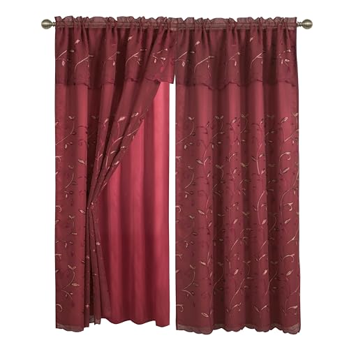 Eleganten Komfort Luxus Vorhang/Fenster Panel Set mit angebracht Querbehang und Backing 137,2 x 213,4 cm (Set von 2), Burgund von Elegant Comfort