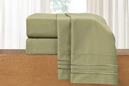 Elegant Comfort Luxuriöses 3-teiliges Bettwäsche-Set – luxuriöse Bettwäsche mit 1500 Fadenzahl, ägyptische Qualität Traditionell Full salbeigrün von Elegant Comfort