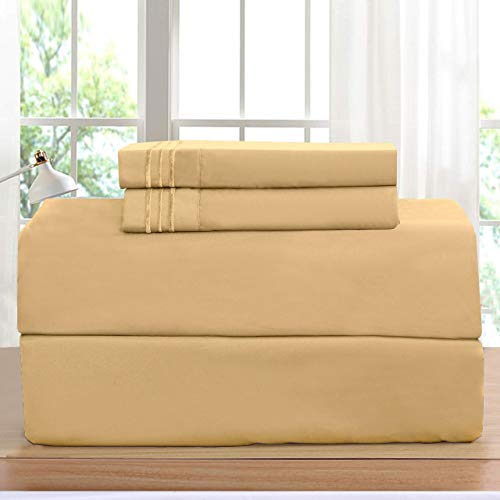 Elegant Comfort Luxuriöses Bettlaken-Set auf Amazon, Fadenzahl 1500, knitterfrei, licht- und schmutzabweisend, 4-teiliges Bettlaken-Set, Tiefe Tasche, Queen-Size-Gold Elegant Comfort Luxuriöses Bettlaken-Set auf Amazon, Fadenzahl 1500, knitterfrei, licht- und schmutzabweisend, 4-teiliges Bettlaken-Set, Tiefe Tasche, Queen-Size-Gold von Elegant Comfort