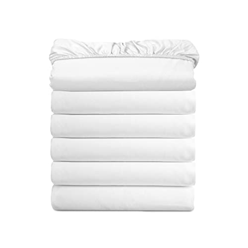 Luxus-Spannbettlaken, Hotelqualität, eleganter Komfort, faltenfrei, Fadenzahl 1500, ägyptische Qualität, 6er-Pack Spannbetttuch mit Aufbewahrungstaschen an den Seiten, Twin/Twin, XL, Weiß von Elegant Comfort