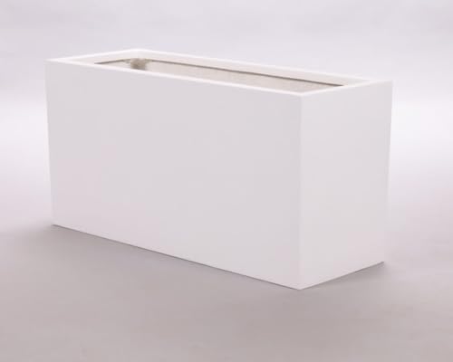Elegant Einrichten Pflanzkasten Pflanztrog Blumentrog Blumenkasten Fiberglas 60x25x30cm Perlmutt weiß von Elegant Einrichten