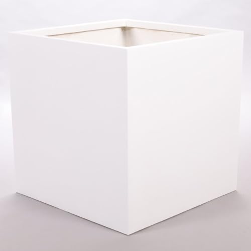 Elegant Einrichten Pflanzkübel, Blumenkübel Fiberglas quadratisch 70x70x70cm Perlmutt weiß. von Elegant Einrichten