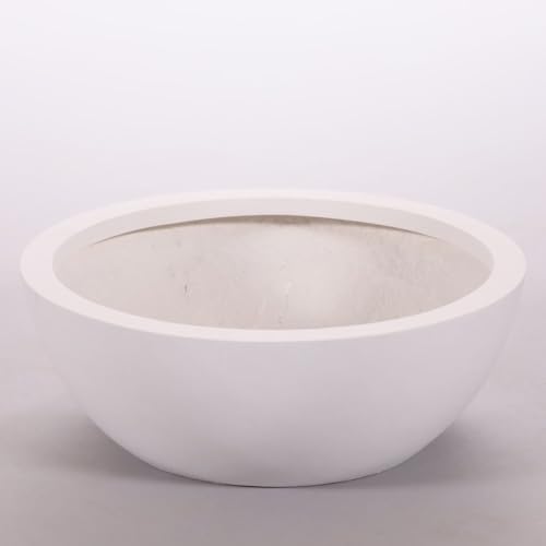 Elegant Einrichten Pflanzkübel, Pflanzschale Fiberglas D34xH12cm Perlmutt weiß. von Elegant Einrichten