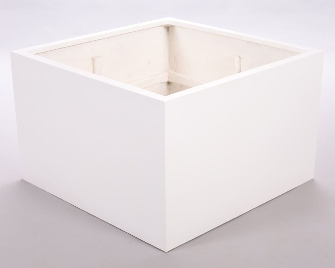 Elegant Einrichten Pflanzkübel Pflanzkübel Fiberglas niedrige Quadrat 100x100x60cm Perlmutt-Weiß (1 St) von Elegant Einrichten