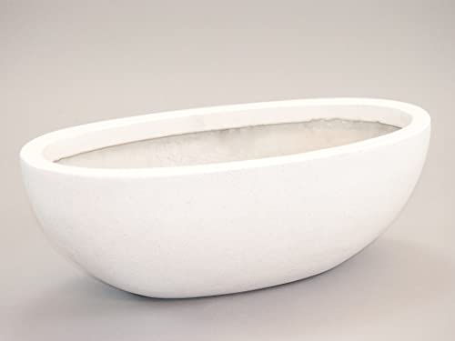 Elegant Einrichten Pflanzschale Fiberglas oval 65x31xH25cm Perlmutt weiß. von Elegant Einrichten