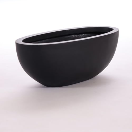 Pflanzschale Fiberglas oval 65x31xH25cm elegant schwarz-matt von Elegant Einrichten