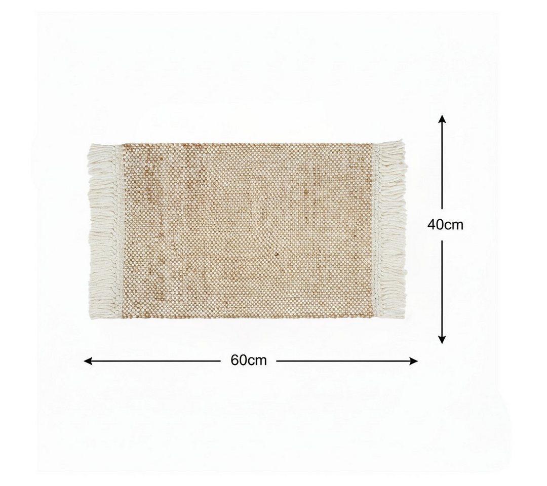 Elegant Floors Teppich Jute-Wolle Teppich Natur, Handgefertigter Boho Teppich mit Fransen, Höhe: 9 mm von Elegant Floors