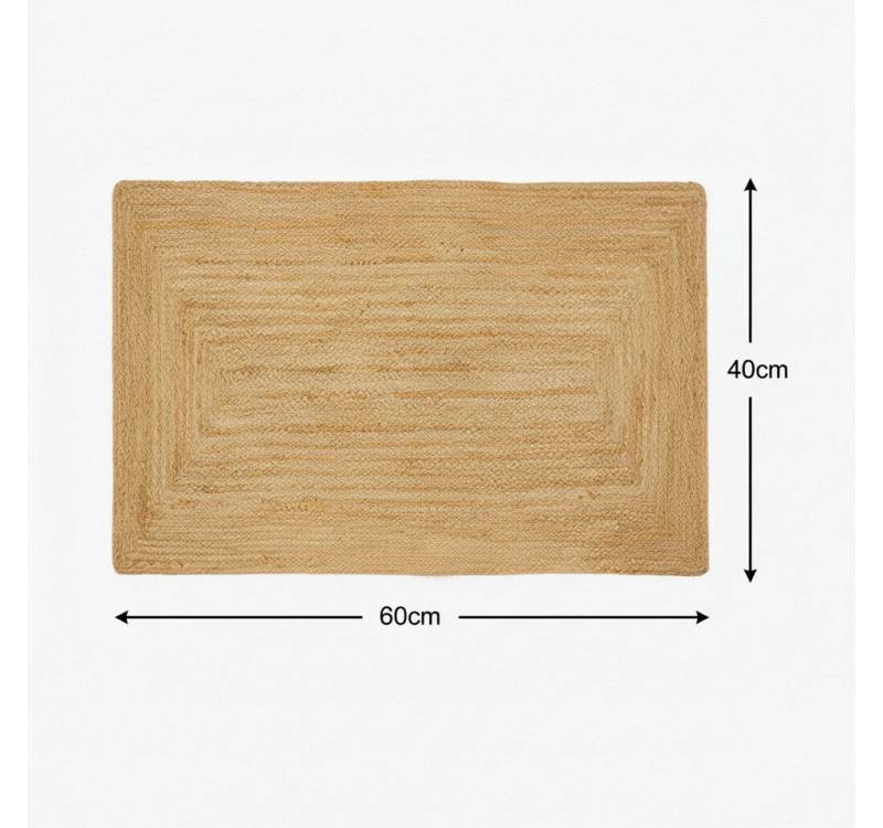 Elegant Floors Teppich Rechteckiger Jute Teppich Natur, Boho Teppich mit Rahmenmuster, Höhe: 9 mm von Elegant Floors