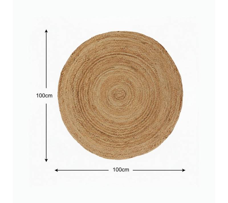 Elegant Floors Teppich Runder Jute Teppich Natur, Handgefertigter Boho Teppich aus Jute, Höhe: 9 mm von Elegant Floors
