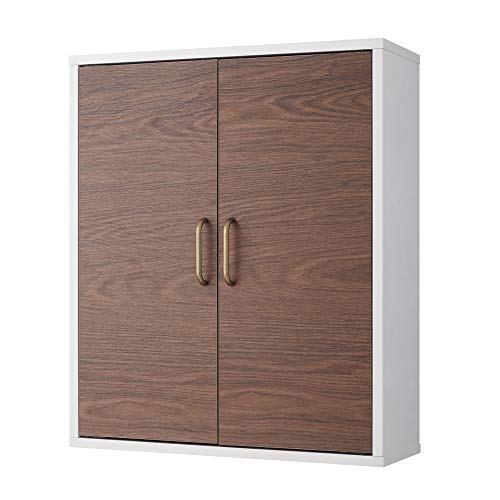 Teamson Home Tyler Holz Badezimmer Wand Medizinschrank 18 cm x 50,8 cm x 61 cm Weiß/Braun EHF-F0011 von Teamson Home