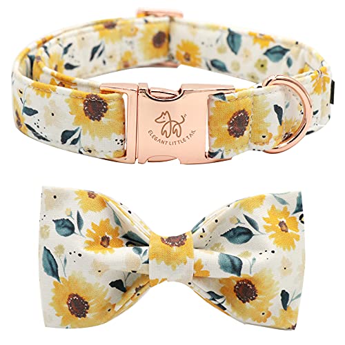 Elegant little tail Hundehalsband mit Sonnenblumenmuster, Mädchen-Hundehalsband mit Schleife, verstellbare, weiche Fliege, Hundehalsbänder für X-Small-Hunde von Elegant little tail