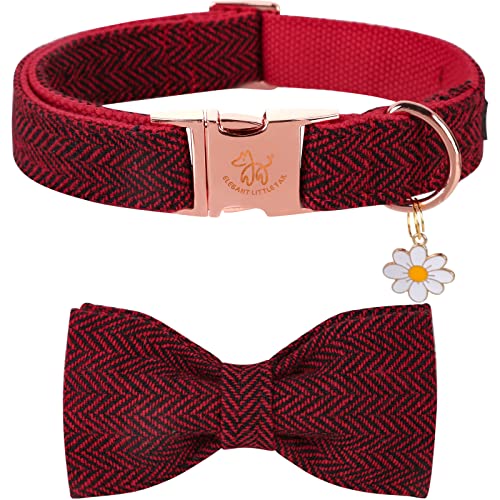 Elegant Little Tail Weihnachts-Hundehalsband Mit Schleife - Herringbone Rot Schwarz, Strapazierfähiges Halsband für X-Small-Hunde Elegant Little Tail Weihnachts-Hundehalsband Mit Schleife - Herringbone Rot Schwarz, Strapazierfähiges Halsband für X-Small-Hunde von Elegant little tail