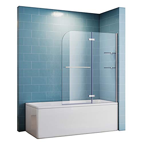 Duschtrennwand für badewanne 120x140 Nano Glas mit Eckregal Duschwand von ELEGANT