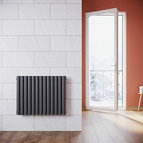 ELEGANT Design Paneelheizkörper Röhren 600x767mm Anthrazit Doppellagig Badezimmer/Wohnraum Horizontal Heizkörper Seitenanschluss Badheizkörper Radiator von ELEGANT